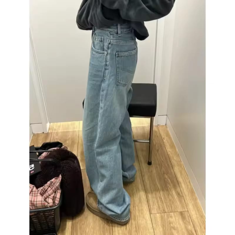Streetwear Female Trousers Wide Leg Jeans for Women Blue High Waisted Jeans Women's Denim Pants Y2k Women's Clothing